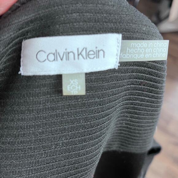 Calvin Klein Wing Collar Jacket XS Asymmetrical Moto Style Gold Zip Pockets - Picture 5 of 5